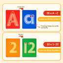 JoyCat Wooden Letter Tracing Board for Toddlers 3-5, Magnetic Alphabet & Number Writing Practice Board with 36 Double-Sided Cards, Reusable Preschool Handwriting Toy, Travel Learning Activity