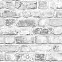MelunMer Grey Brick Wallpaper Peel and Stick Wallpaper Vintage Grey and White Brick Contact Paper for Walls Self-Adhesive Removable Wall Paper for Kitchen Fireplace Home Decor Waterproof17.3 x 197 in
