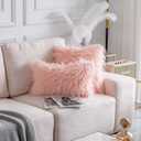 Home Brilliant Blush Pink Pillow Covers 18x18 Pillow Cover Faux Fur Throw Pillow Covers Fuzzy Fluffy Pillows Accent Throw Pillows for Couch Room Girl, Set of 2, 18 X 18 Inch, Pink