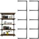 48'' x 12'' Malleable Cast Iron Pipe Shelves, 5 Tier, Vintage Industrial Wall Mount DIY Open Storage Rack, Bookshelf Shelving Unit, Shelf Shelves, Home Improvement Kitchen Shelves