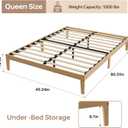 Tyndall Bed Frame Queen Size, 12 Inch Natural Finish Solid Wood Platform Queen Bed Frame with Wooden Slats Support, No Box Spring Needed, Noise Free, Easy Assembly