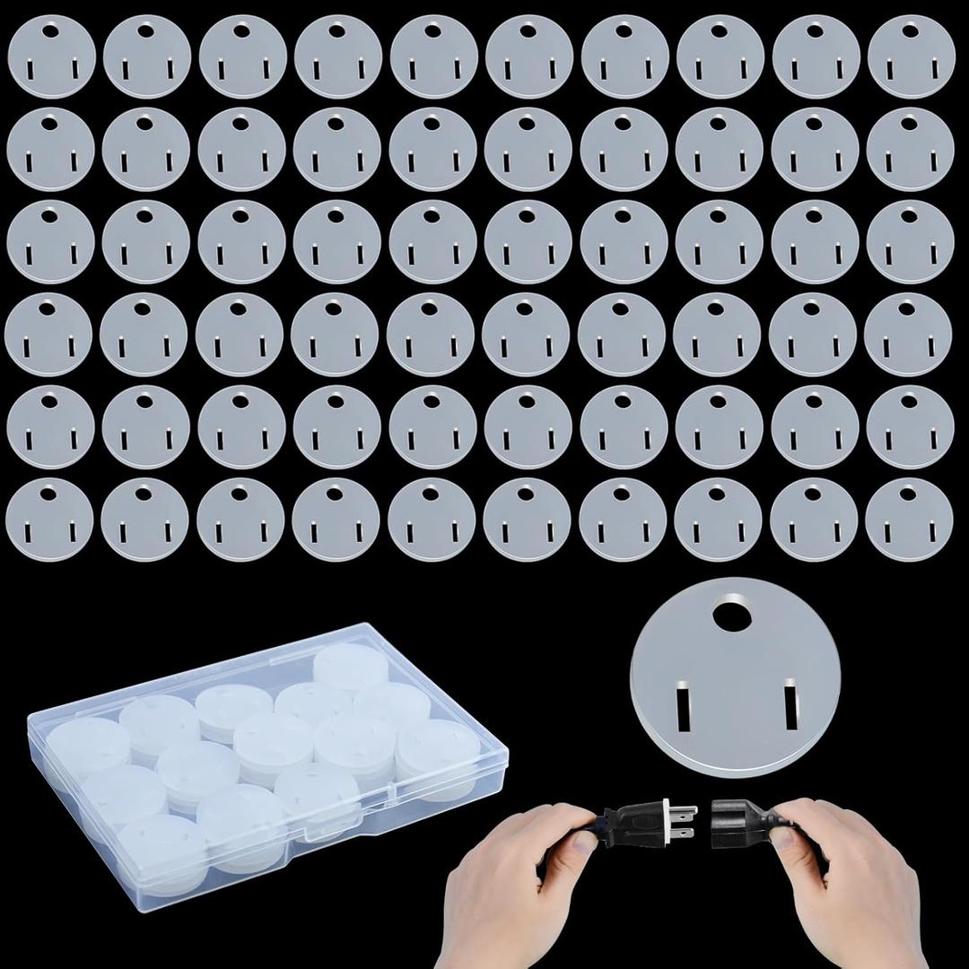60Pcs Christmas Lights Weatherproof Gaskets, Outdoor Extension Cord Gaskets Plug Cover Waterproof GFCI Protector Stop Tripping Soft Silicone Gaskets with Box for Xmas Holiday Light Electrical Cord