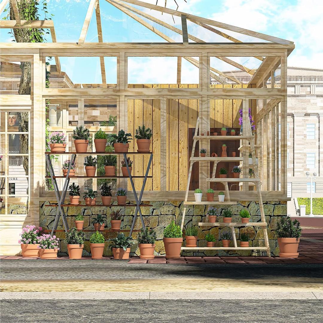 Fcacti 4.4 Inch Terracotta Shallow Succulent Pot - 4 Pack Small Terra Cotta Clay Pots with Saucer, Cacuts Terra-Cotta Indoor and Outdoor Planters with Drainage Hole