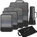 BAGAIL 4 Set/6 Set/8 Set Compression Packing Cubes Travel Accessories Expandable Packing Organizers(Black HalfMesh 6 Set) (6-Black)
