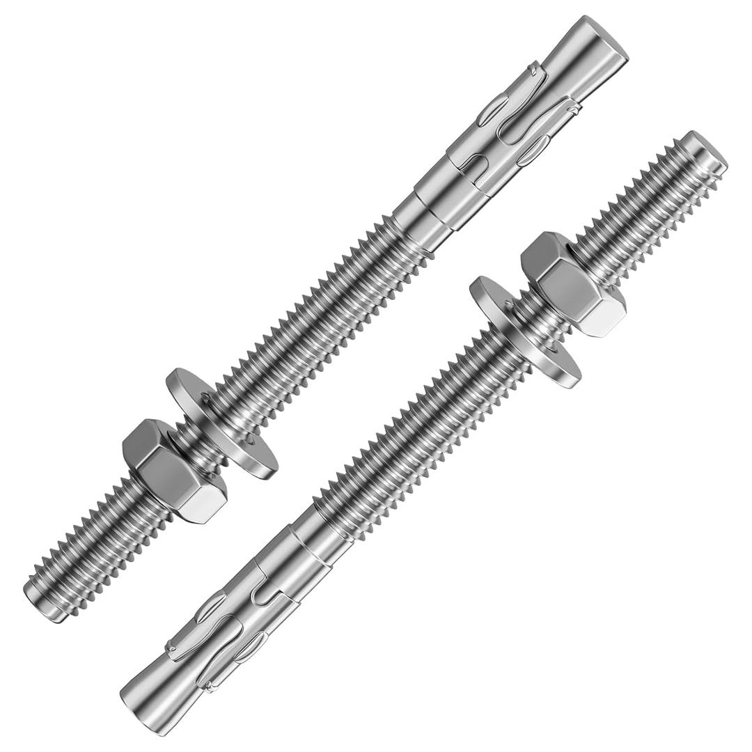10Pcs 3/8x4 Inch Standard Fasteners for Heavy-Duty 304 Stainless Steel Wedge Anchors for Cement and Concrete