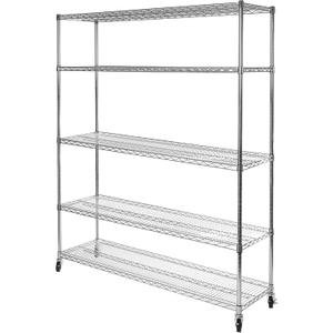 Seville Classics UltraDurable Heavy Duty NSF Solid Steel Wire Rack Storage Unit Organizer for Garage, Warehouse, Office, Restaurant, Classroom, Kitchen, 5-Tier Shelving, 60" W x 18" D
