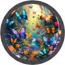 4 Pack Cabinet Knobs Colorful Forest Butterflies Drawer Pulls Crystal Glass Round Knobs Handles for Dressers Drawer Bathroom Kitchen Cupboards Wardrobes Hardware Furniture Knobs