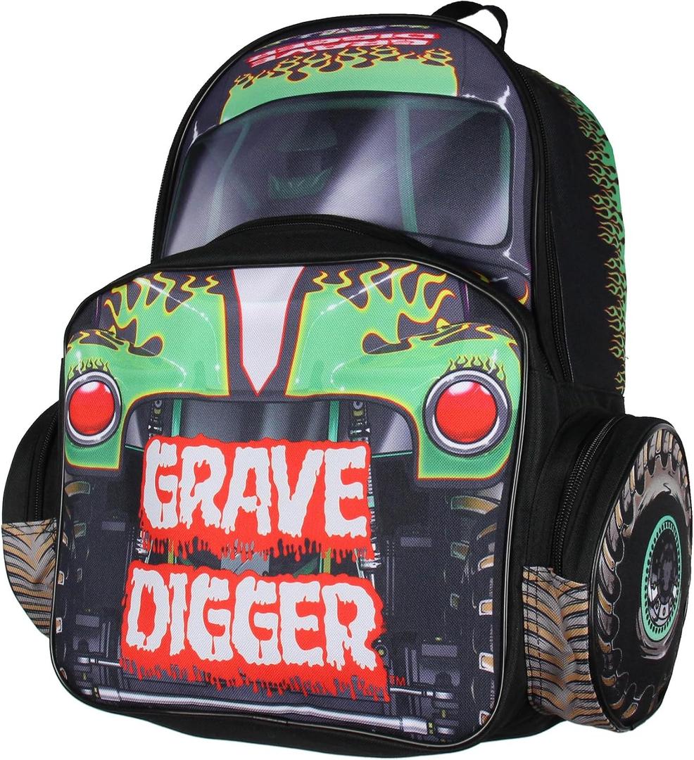 INTIMO Monster Jam Grave Digger Truck Shaped Dual Compartment Tote Backpack For Daily Use 16", One Size