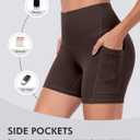 CHRLEISURE 6 Packs Womens Biker Shorts with Pocket, 5 Inch High Waisted Tummy Control Spandex Yoga Workout Shorts (L)