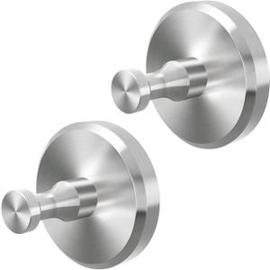 JUYSON Suction Cup Hooks, Shower Suction Hooks for Windows, Glass, Mirror, Tile, Bathroom Towel Hook for Hanging, Loofah, Robe, Brushed Nickel, 2 Pack
