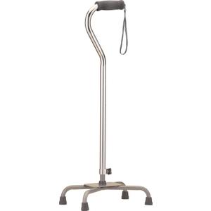 NOVA Heavy Duty Quad Cane with Large Base, 500 lb Weight Capacity Bariatric Walking Cane with Offset Handle, Adjustable Height Aluminum 4-Prong Cane, Right or Left Hand Use, Silver