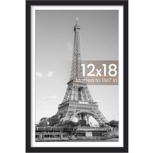 upsimples 12x18 Picture Frame, Display Pictures 11x17 with Mat or 12 x 18 Without, Wall Hanging Poster Frames, Black, 1 Pack
