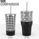 2 x Biddlebee 20oz Insulated Tumbler with Straw and Slider Lids | Cute Stainless Steel Coffee Cup and Water Bottle with Silicone Boot | Gift for Women, Mom or Best Friend | Travel Mug Hot Cold (Black/White)