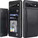 Bizzib for Google Pixel 6A Case Leather Wallet with Card Holder, Flip Cover Kickstand Magnetic Closure Shockproof Heavy Duty Protective Case for Google Pixel 6A,Black