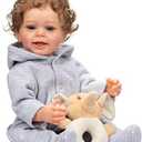 Reborn Baby Boy 22 inch Anatomically Correct Baby Boy Doll Silicone Full Body Realistic Boy Toddler Baby Dolls Curly Hair with Teeth for Boys Girls Gift
