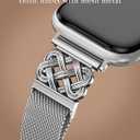 Stainless Steel Magnetic Loop Compatible with Apple Watch Band 41/40/38/49/46/45/44/42mm Women Mesh Celtic Knot Dressy Strap for iWatch Series 11/10/9/8/7/6/5/4/3/2/1/SE & Ultra(1/2/3)