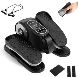 Under Desk Elliptical Machine, Ellipse Leg Exerciser As Seen On TV with Remote, 12 Speed Levels for Whole Family, Forward & Reverse Direction, Auto & Manual Mode, Quiet Portable Machine, Home & Office, B;lack and Gray 