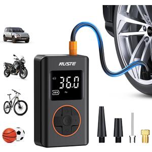 Tire Inflator Portable Air Compressor with Upgrade Dual Screen, 150 PSI Cordless Air Pump for Car, Bicycle, Motorcycle Tires & Balls, Electric Bike Tire Pump with Pressure Gauge, LED Light