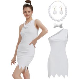 KaKaxi Sexy Halloween Costumes for Women Cave Caveman Costume Adult Couples Family Dress with Necklace Accessories (Small)