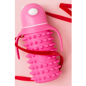 Glass Sippy Cup for toddlers/The Spikey Bear / 8oz / Strong glass/Protectitive silicone sleeve/Leakproof straw (Large)