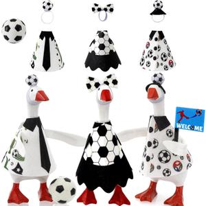 2 x 2026 World Cup Soccer Desk Goose Outfits, 7 Inch Desk Goose Outfits Felt Costume with Soccer, World Cup Decoration for Desktop Goose Statues, Gifts for Soccer Lovers (Dress+ Pennant)