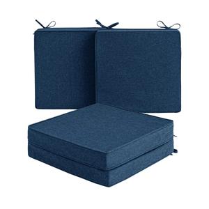Outdoor Chair Cushions, Set of 4, 19 x 19 Inch, Navy BlueWater Resistant, Fade Resistant, Patio Furniture Square Seat Replacement, Removable Cover with Ties, Non-Slip Bottom