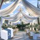 6 Panels White Wedding Drapes, 5ftx20ft Wrinkle Free Tent Draping Curtains, Fabric Canopy Ceiling Drapes for Ceremony Birthday Theme Parties with Rod Pocket