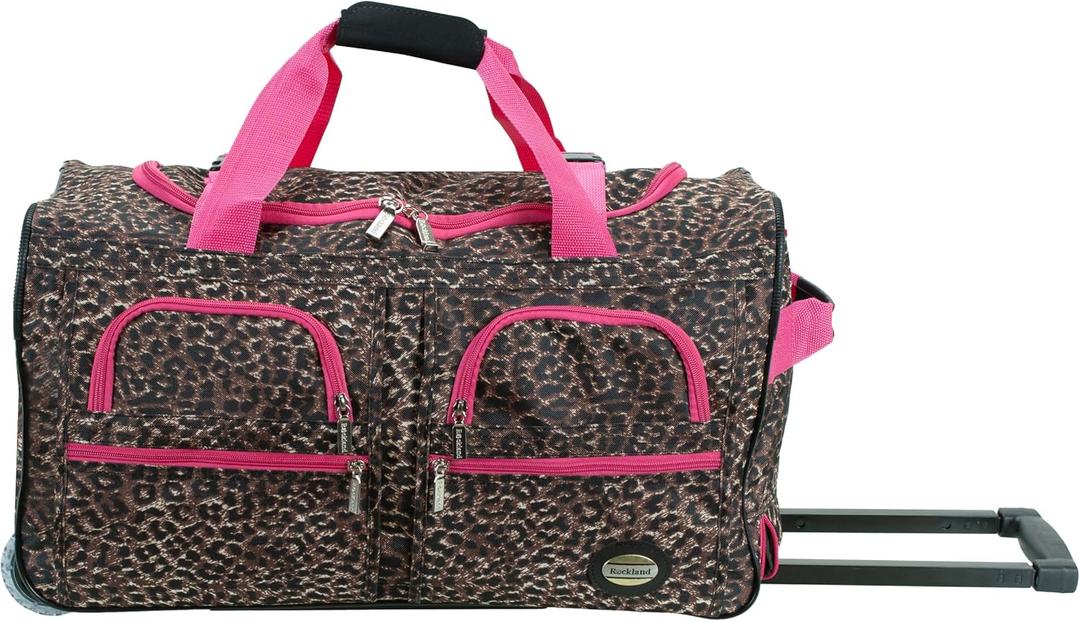 Rockland Rolling Duffel Bag, Pink Leopard, 30-Inch