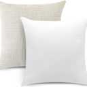 OTOSTAR Set of 2 Linen Throw Pillow Covers with Inserts Included Decorative Square Pillowcases with Inserts 22x22 Inch for Home Decor Sofa Bedroom Car 55 x 55 CM Beige (22" x 22" (Pack of 2), Beige With Inserts)
