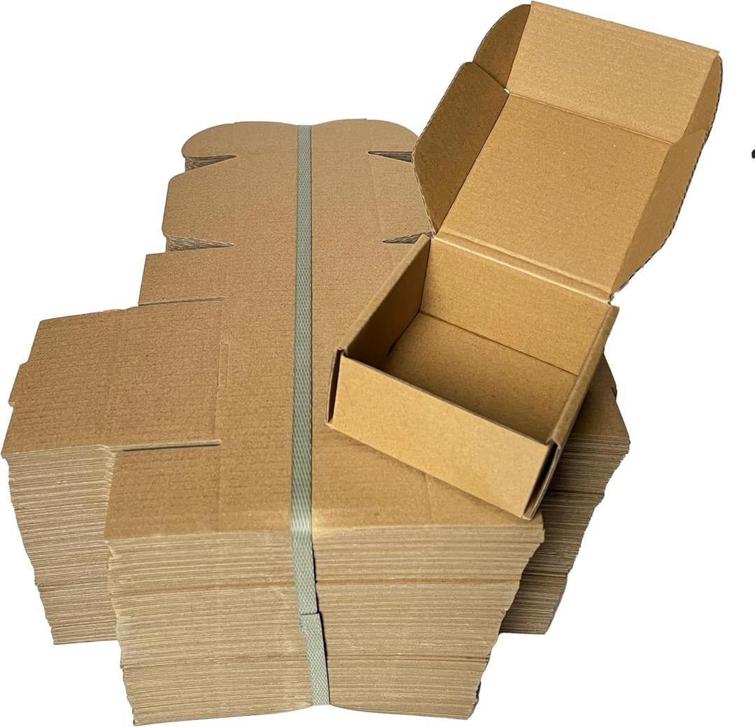 4x4x2 Small Shipping Boxes Set of 100 Brown Corrugated Cardboard Mailer Boxes for Packaging Small Business Craft Gifts Giving Products