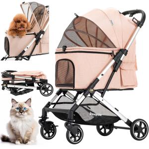 Medium Dog Stroller, Kenyone Pet Stroller for Medium Dogs Up to 55lbs, Lightweight Aluminum Frame, One Click Folding, Large Cat Stroller with No Zip Entry, Detachable Mesh, Multiple Pockets