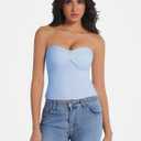 Tube Tops for Women Twist Knot Summer Going Out Crop Tops Backless Strapless Bandeau Tops Y2K Basic (Blue, S)