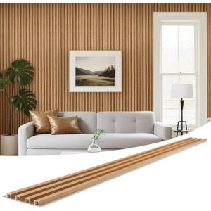 WPC Slat Wall Panels 8 Pack 96" x 6.6", Waterproof Fluted Wall Paneling, Accent 3D Wall Panel for Wall Decor, Bathroom, Bedroom, Office - High Grille Elm (Cover Approx.35 sq.ft)