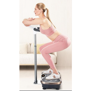 EILISON FIRMHOLD Handle Vibration Plate Exercise Machine for Lymphatic Drainage- Whole Body Workout Vibration Platform 350lbs for Beginners & Recovery, Body Shape Machine for Tonning (Handle Brown)