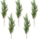 5 Pcs Artificial Cypress Branches, 16.5 Inch Faux Greenery Pine Picks Long Stem Cedar Sprigs Garland Evergreen Branch for Flower Arrangements DIY Craft Decoration