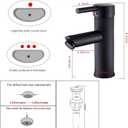 GGStudy Black Bathroom Faucet Single Handle One Hole 1 or 3-Hole 4" Installation Stainless Steel Bathroom Vanity Faucet Matching Pop Up Drain with Overflow