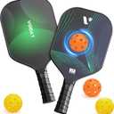Pickleball Paddles Set of 2, USAPA Approved Fiberglass Pickle Ball Paddles with 4 Pickle Balls, Durable &Lightweight Racket for Beginners, Pros, Men, Women, Adults, Kids