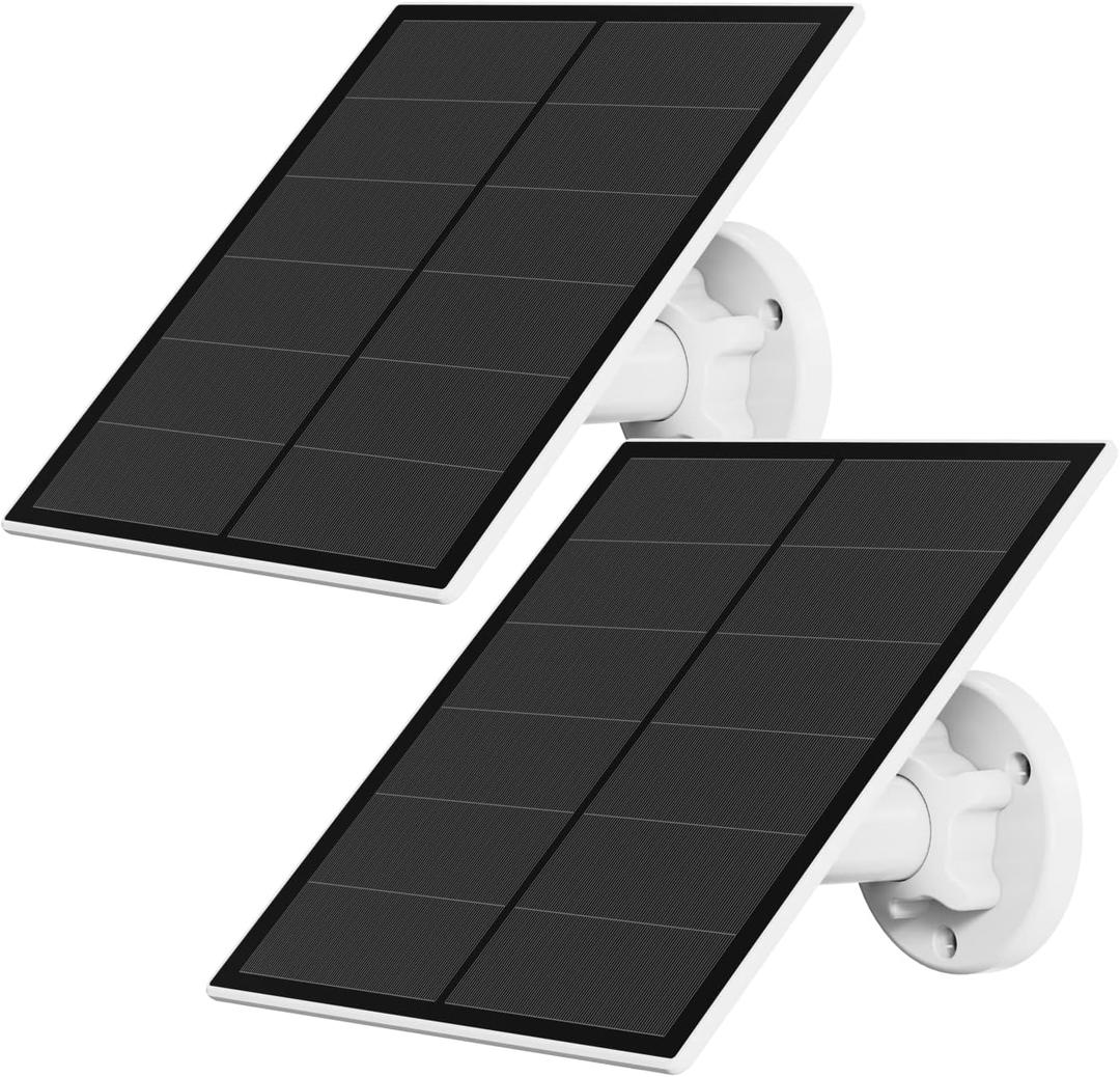 Solar Panel for Security Camera, 5W USB Solar Panel for Micro USB and USB-C Port Outdoor Rechargeable Battery Camera, Solar Panels with 9.8ft Cable, Adjustable Wall Mount, IP65 Waterproof, 2 Pack (Pack of 2)