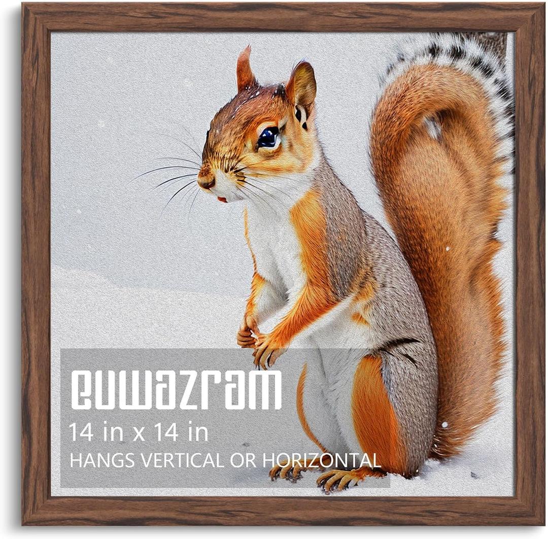 Rustic Walnut 14x14 Frame - Single Frame, 14 x 14 Poster Frame for Artwork, Puzzles, Photos and Movie Posters Picture Frames