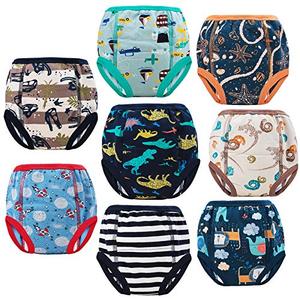 MooMoo Baby 8 Packs Potty Training Pants Cotton Absorbent Training Underwear for Toddler Baby Boy/Girl 4T