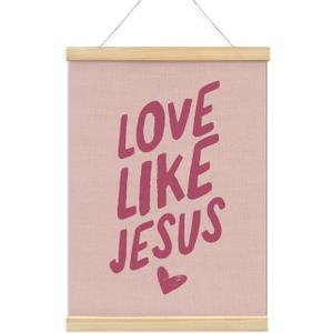 Christian Nursery Wall Art, Love Like Jesus Bible Verse Poster Hanger Frame, 12x16 Inch | Bible Verses Decor for Nursery Baby & Kids Room, Jesus Wall Decor, 12x16 inch