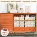 8 Pack Plastic Storage Bins with Bamboo Lids - Stackable Storage Baskets with Handle for Pantry Organizer and Storage, Plastic Containers Bins Lidded Storage Bins for Classroom Office Shelves