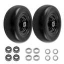 HQPASFY 11x4.00-5 Flat-Free Lawn Mower Tire & Wheel Set of 2, Zero-Turn Mower Front Tires with 3/4" & 5/8" Bearings, Solid Smooth Puncture-Proof Replacement for Hand Trucks Garden Carts