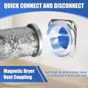 Magnetic Dryer Vent Coupling Kit-DV180 Airtight Seal Dryer Vent Connector Kit, Quick Connect/Disconnect with 4" x 3.3ft Duct & 2 Clamps, Easy to Clean & Install Connector for Dryer Venting