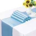 Satin Baby Blue Chair Sashes Bows 50 Pack - 7x108 Inches Light Blue Chair Sashes Ties Ribbons for Wedding Party Birthday Baby Shower Decor