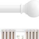 White Curtain Rods for Windows 18 to 60 Inches, 5/8 Inch Drapery Rod With Ball Finials,Size:18''-60'' (18''-60''|1 Pack)