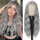 Amazon.com : YBYMCAI Grey Wig - Long Silver Wavy Wigs for Women Middle Part Gray 26 inch Natural Curly Synthetic Wig Heat Resistant Fiber Wigs for Daily Party Use : Beauty & Personal Care