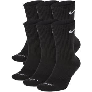Nike Crew Socks (6 Pair) Large, Black