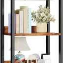 Furologee 5 Tier Bookshelf with Drawer, Tall Narrow Bookcase with Shelves, Wood and Metal Bookshelves Storage Organizer, Industrial Display Standing Shelf Unit for Bedroom, Living Room, Rustic Brown