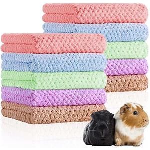 Reginary 10 Pcs Guinea Pigs Blankets Hamster Fleece Cage Liners Coral Fleece Quick Dry Soft Blankets Bedding Guinea Pig Accessories for Cat(12 x 12 Inch,Colorful)